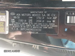 2019 Kia Forte LXS with VIN 3KPF24AD0KE014150, listed as a IAAI auction lot 42535367 with 55,770 mi miles and . Bid and sale history available at DreamBid. Image 9.