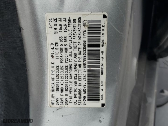 2004 Honda CR-V EX with VIN SHSRD78894U235656, listed as a Copart auction lot 85613934 with 161,998 mi miles and Salvage Title. Bid and sale history available at carsss.com. Image 13.