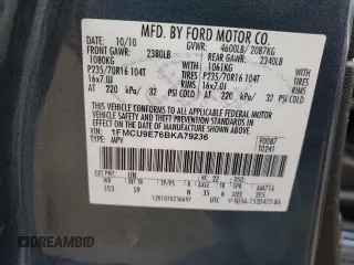 2011 Ford Escape Limited with VIN 1FMCU9E76BKA79236, listed as a Copart auction lot 46322675 with 136,830 mi miles and Salvage Title. Bid and sale history available at DreamBid. Image 13.