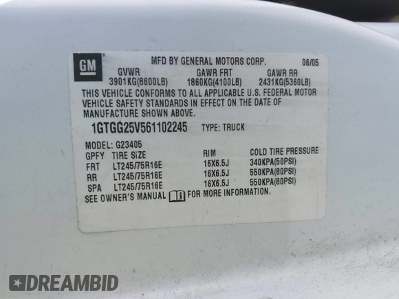 2006 GMC Savana Cargo with VIN 1GTGG25V561102245, listed as a IAAI auction lot 42159481 with 136,782 mi miles and . Bid and sale history available at DreamBid. Image 9.