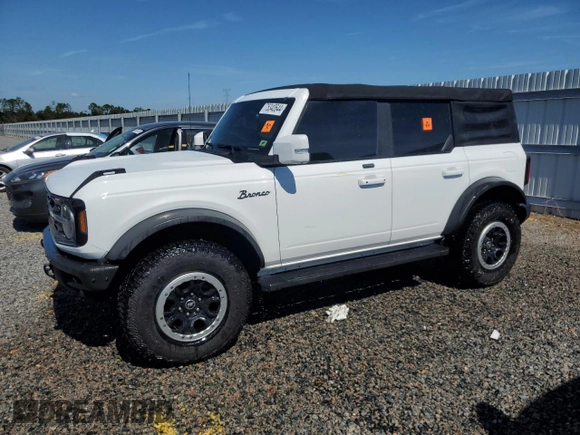 2021 Ford Bronco with VIN 1FMDE5DH0MLB04620, listed as a Copart auction lot 75340644 with 0 mi miles and Salvage Title. Bid and sale history available at carsss.com. Image 1.