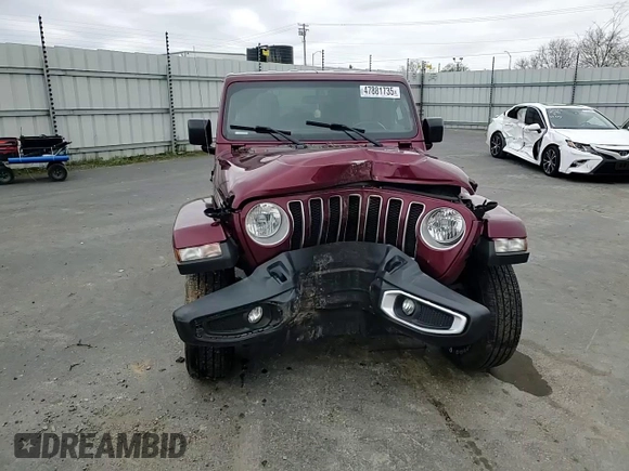 2021 Jeep Wrangler Unlimited Sahara with VIN 1C4HJXEN8MW613404, listed as a Copart auction lot 47881735 with 48,379 mi miles and Salvage title. Bid and sale history available at DreamBid. Image 12.