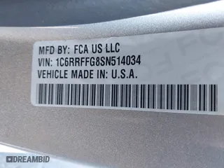 2025 Ram 1500 Big Horn with VIN 1C6RRFFG8SN514034, listed as a IAAI auction lot 41080475 with 5,322 mi miles. Bid and sale history available at carsss.com. Image 9.