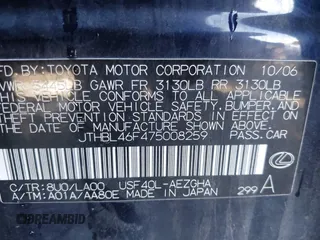 2007 Lexus LS 460 z VIN JTHBL46F475008259, wystawiony jako IAAI lot #38420663 z przebiegiem 198 992 mil mil oraz . Historia ofert i sprzedaży dostępna na DreamBid. Obrazek 9.