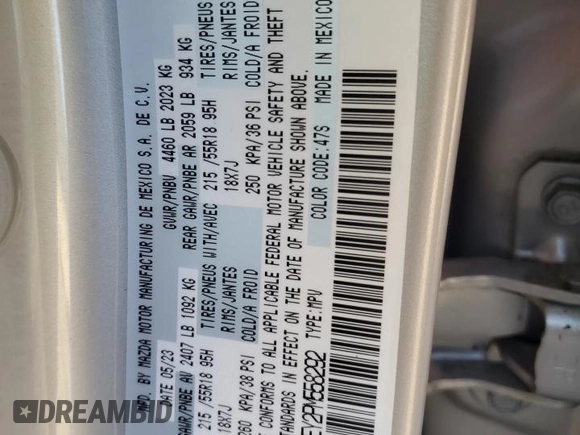2023 Mazda CX-30 Premium Plus with VIN 3MVDMBEY2PM558292, listed as a Copart auction lot 87506945 with Not provided miles and Non repairable. Bid and sale history available at DreamBid. Image 13.