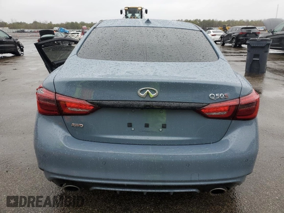 2021 Infiniti Q50 Red Sport 400 with VIN JN1FV7DR3MM880772, listed as a Copart auction lot 49271275 with Not Provided miles and Salvage Title. Bid and sale history available at carsss.com. Image 6.