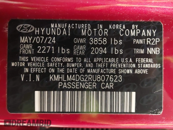 2024 Hyundai Elantra SEL с VIN KMHLM4DG2RU807623, выставлен на аукционе IAAI как лот 42150096 с пробегом 4 030 миль миль и . История ставок и продаж доступна на DreamBid. Изображение 9.