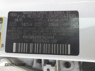 2015 Kia Optima LX with VIN KNAGM4A70F5631684, listed as a Copart auction lot 55786925 with 129,208 mi miles and Salvage Title. Bid and sale history available at DreamBid. Image 12.