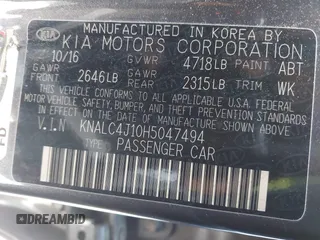 2017 Kia Cadenza Technology z VIN KNALC4J10H5047494, wystawiony jako IAAI lot #42149845 z przebiegiem 82 385 mil mil oraz . Historia ofert i sprzedaży dostępna na DreamBid. Obrazek 9.