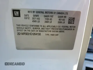 2012 Chevrolet Impala LS Fleet с VIN 2G1WF5E31C1264130, выставлен на аукционе Copart как лот 42772405 с пробегом 144 525 миль миль и Чистый • Clean title. История ставок и продаж доступна на DreamBid. Изображение 12.