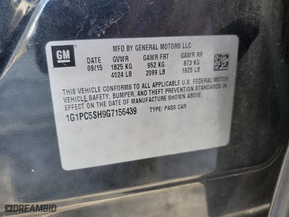 2016 Chevrolet Cruze Limited LS with VIN 1G1PC5SH9G7156439, listed as a Copart auction lot 82046334 with 94,510 mi miles and Non Repairable. Bid and sale history available at carsss.com. Image 13.