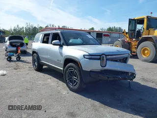 2025 Rivian R1S Adventure with VIN 7PDSGBBA8SN046891, listed as a IAAI auction lot 41252490 with 1 mi miles. Bid and sale history available at carsss.com. Image 1.