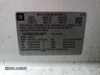 2016 Chevrolet Silverado 3500HD LTZ with VIN 1GC4K0C87GF249917, listed as a Copart auction lot 87246614 with 102,877 mi miles and Salvage Title. Bid and sale history available at DreamBid. Image 12.