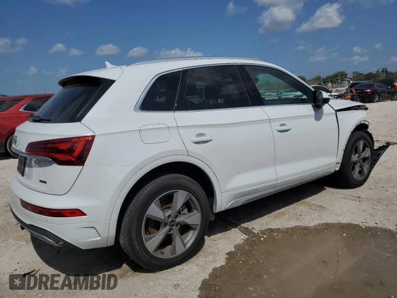 2023 Audi Q5 Premium Plus with VIN WA1BBAFY6P2108346, listed as a Copart auction lot 51733395 with 15,567 mi miles and Salvage title. Bid and sale history available at DreamBid. Image 3.