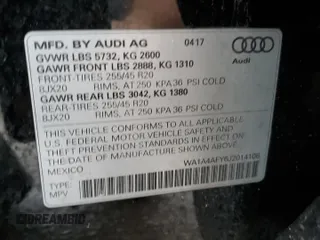 2018 Audi SQ5 Premium Plus with VIN WA1A4AFY6J2014108, listed as a Copart auction lot 81106304 with 92,399 mi miles and Salvage Title. Bid and sale history available at DreamBid. Image 12.