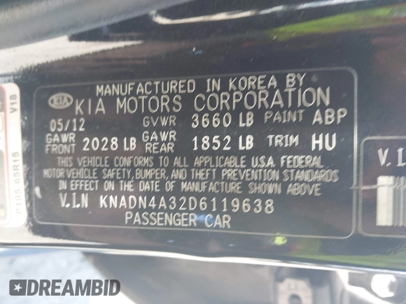 2013 Kia Rio EX with VIN KNADN4A32D6119638, listed as a IAAI auction lot 42313287 with 133,459 mi miles and . Bid and sale history available at DreamBid. Image 9.