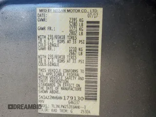 2017 Nissan Murano S with VIN 5N1AZ2MH6HN179130, listed as a Copart auction lot 45609795 with 89,452 mi miles and Salvage Title. Bid and sale history available at DreamBid. Image 13.
