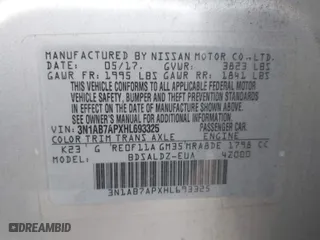 2017 Nissan Sentra SV with VIN 3N1AB7APXHL693325, listed as a IAAI auction lot 40849349 with 130,098 mi miles. Bid and sale history available at carsss.com. Image 9.
