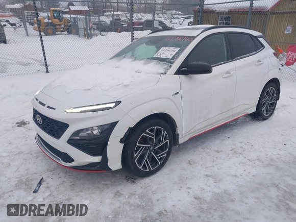 2023 Hyundai Kona N Line with VIN KM8K3CA30PU932711, listed as a IAAI auction lot 41296740 with 53,994 mi miles. Bid and sale history available at carsss.com. Image 17.