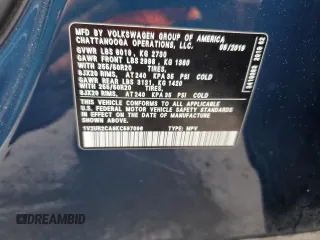 2019 Volkswagen Atlas SE with VIN 1V2UR2CA8KC597096, listed as a Copart auction lot 57997475 with 48,055 mi miles and Salvage title. Bid and sale history available at DreamBid. Image 14.
