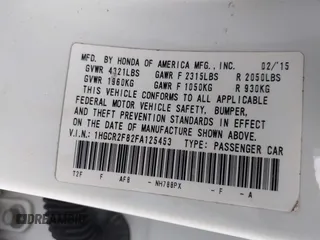 2015 Honda Accord EX-L с VIN 1HGCR2F82FA125453, выставлен на аукционе IAAI как лот 39150439 с пробегом 132 000 миль миль и . История ставок и продаж доступна на DreamBid. Изображение 9.