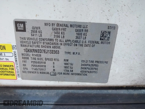 2014 GMC Acadia SLE with VIN 1GKKRNED7EJ132363, listed as a IAAI auction lot 41789399 with 148,650 mi miles and . Bid and sale history available at carsss.com. Image 9.