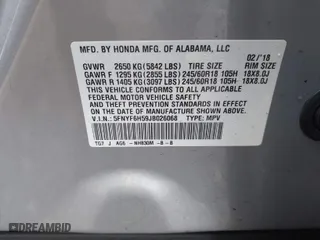 2018 Honda Pilot EX-L with VIN 5FNYF6H59JB026068, listed as a IAAI auction lot 41458049 with 128,769 mi miles. Bid and sale history available at carsss.com. Image 9.