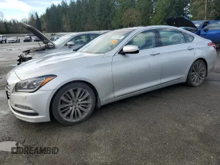 2015 Hyundai Genesis 5.0L with VIN KMHGN4JF7FU052541, listed as a Copart auction lot 50412595 with 77,340 mi miles and Salvage Title. Bid and sale history available at carsss.com. Image 1.