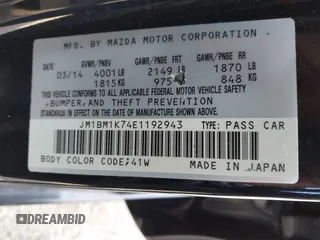2014 Mazda 3 i Sport with VIN JM1BM1K74E1192943, listed as a IAAI auction lot 41629944 with 132,236 mi miles and . Bid and sale history available at carsss.com. Image 9.