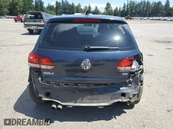 2013 Volkswagen Golf TDI w/Sunroof & Nav with VIN WVWNM7AJ0DW132074, listed as a Copart auction lot 64827005 with 141,056 mi miles and Salvage title. Bid and sale history available at DreamBid. Image 6.