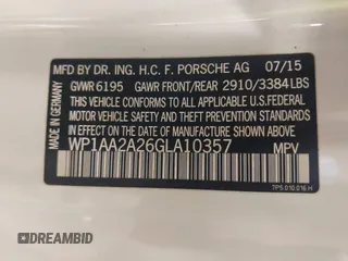 2016 Porsche Cayenne with VIN WP1AA2A26GLA10357, listed as a IAAI auction lot 41370956 with 96,026 mi miles. Bid and sale history available at carsss.com. Image 9.