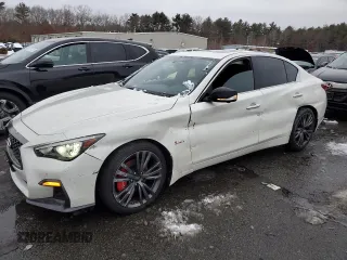 2020 Infiniti Q50 Luxe z VIN JN1EV7AR7LM253510, wystawiony jako Copart lot #44981545 z przebiegiem 48 643 mil mil oraz Szkoda całkowita • Salvage title. Historia ofert i sprzedaży dostępna na DreamBid. Obrazek 1.