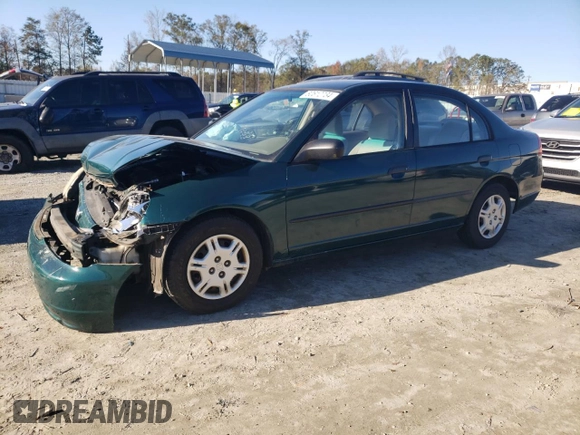2001 Honda Civic DX with VIN 2HGES16231H525518, listed as a Copart auction lot 80612734 with 185,661 mi miles and Salvage Title. Bid and sale history available at carsss.com. Image 1.