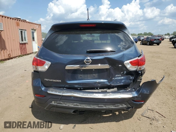 2015 Nissan Pathfinder Platinum z VIN 5N1AR2MM7FC643323, wystawiony jako Copart lot #61384985 z przebiegiem 103 922 mil mil oraz Szkoda całkowita • Salvage title. Historia ofert i sprzedaży dostępna na DreamBid. Obrazek 6.
