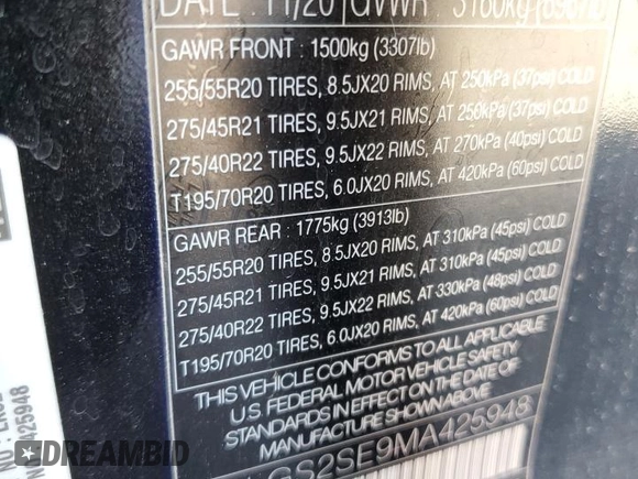 2021 Land Rover Range Rover P525 Westminster с VIN SALGS2SE9MA425948, выставлен на аукционе Copart как лот 74273934 с пробегом 62 059 миль миль и Списание • Salvage title. История ставок и продаж доступна на DreamBid. Изображение 13.