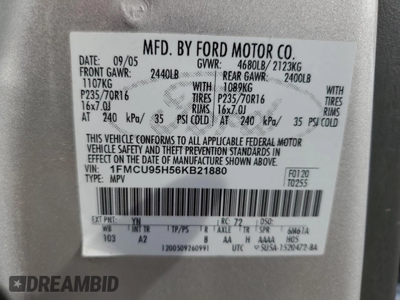 2006 Ford Escape Hybrid with VIN 1FMCU95H56KB21880, listed as a Copart auction lot 52235915 with 217,628 mi miles and Clean title. Bid and sale history available at DreamBid. Image 12.