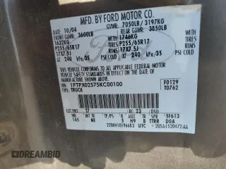 2005 Ford F-150 XLT with VIN 1FTPX02575KC00100, listed as a Copart auction lot 75276604 with 126,922 mi miles and Salvage Title. Bid and sale history available at carsss.com. Image 14.