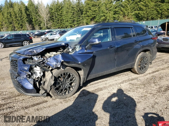 2021 Toyota Highlander Hybrid Limited with VIN 5TDXBRCH7MS048435, listed as a Copart auction lot 47585725 with 104,197 mi miles and Salvage title. Bid and sale history available at DreamBid. Image 1.