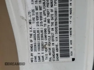 2005 Honda CR-V EX SE with VIN SHSRD78975U330811, listed as a Copart auction lot 47613675 with 231,951 mi miles and Salvage Title. Bid and sale history available at carsss.com. Image 13.