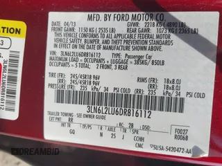 2013 Lincoln MKZ Hybrid z VIN 3LN6L2LU6DR816112, wystawiony jako IAAI lot #42416946 z przebiegiem 150 433 mil mil oraz . Historia ofert i sprzedaży dostępna na DreamBid. Obrazek 9.