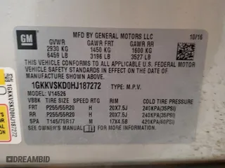 2017 GMC Acadia Limited Limited with VIN 1GKKVSKD0HJ187272, listed as a Copart auction lot 43814805 with 129,262 mi miles and Salvage Title. Bid and sale history available at carsss.com. Image 14.