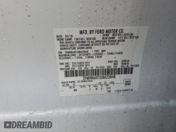 2018 Ford Flex Limited EcoBoost with VIN 2FMHK6DT3JBA22848, listed as a Copart auction lot 84959784 with 64,713 mi miles and Salvage Title. Bid and sale history available at carsss.com. Image 13.