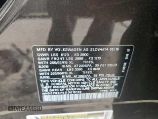2016 Volkswagen Touareg Sport z VIN WVGEF9BP3GD013102, wystawiony jako Copart lot #53333375 z przebiegiem Nie podano mil oraz Szkoda całkowita • Salvage title. Historia ofert i sprzedaży dostępna na DreamBid. Obrazek 13.