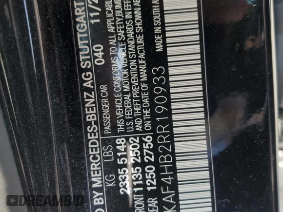 2024 Mercedes-Benz C 300 z VIN W1KAF4HB2RR190933, wystawiony jako Copart lot #62954185 z przebiegiem 2 745 mil mil oraz Szkoda całkowita • Salvage title. Historia ofert i sprzedaży dostępna na DreamBid. Obrazek 12.