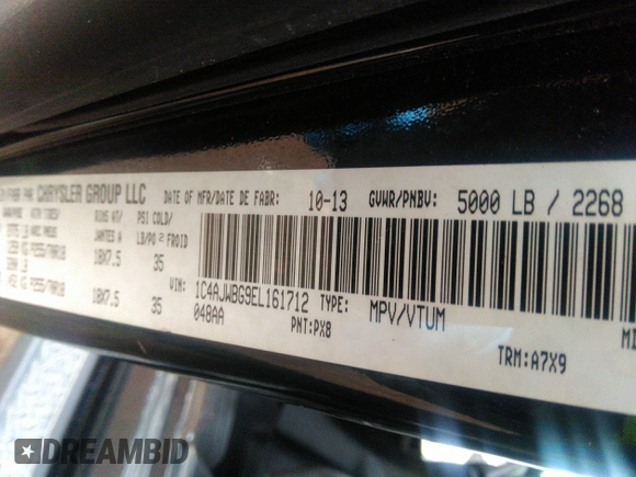 2014 Jeep Wrangler Sahara with VIN 1C4AJWBG9EL161712, listed as a IAAI auction lot 41839193 with 68,318 mi miles and . Bid and sale history available at DreamBid. Image 9.