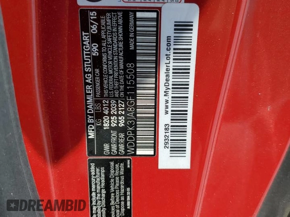 2016 Mercedes-Benz SLK 300 with VIN WDDPK3JA8GF115508, listed as a Copart auction lot 54140375 with 48,929 mi miles and Salvage title. Bid and sale history available at DreamBid. Image 12.