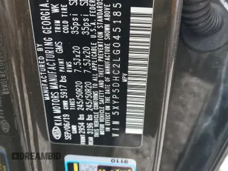 2020 Kia Telluride SX z VIN 5XYP5DHC2LG045185, wystawiony jako Copart lot #55133375 z przebiegiem 106 324 mil mil oraz Szkoda całkowita • Salvage title. Historia ofert i sprzedaży dostępna na DreamBid. Obrazek 13.