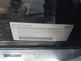 2015 Audi A8 3.0T with VIN WAU3GAFD3FN033317, listed as a IAAI auction lot 41854277 with 81,862 mi miles and . Bid and sale history available at DreamBid. Image 9.