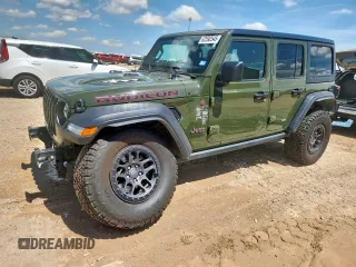2021 Jeep Wrangler Unlimited Rubicon z VIN 1C4JJXFGXMW790506, wystawiony jako Copart lot #62592545 z przebiegiem 50 146 mil mil oraz Szkoda całkowita • Salvage title. Historia ofert i sprzedaży dostępna na DreamBid. Obrazek 1.