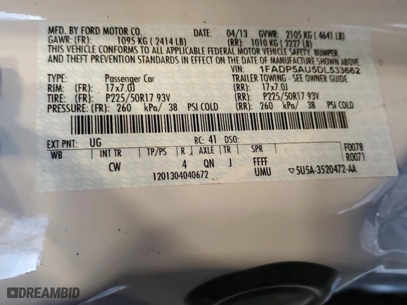 2013 Ford C-Max Hybrid SE with VIN 1FADP5AU5DL533662, listed as a Copart auction lot 51816185 with 125,475 mi miles and Clean Title. Bid and sale history available at carsss.com. Image 12.